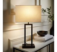 Gloria Double Stem Table Lamp Rectangular Lampshade LED Black Gold Bedroom Light [EEK: F]
