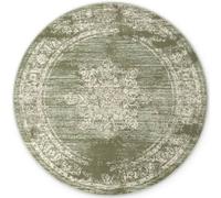 THE RUGS Gloria Round Rug - Lydia Vintage Oriental Short Pile Polypropylene 9mm in Green | Size: 160 cm diameter THE RUGS Green 160 cm diameter