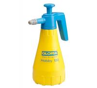 Gloria Hobby 100 Pressure Sprayer 1 L | Hand Sprayer for Plant Care & Plant Protection | 3 Bar Hand Pressure Sprayer with Adjustable Brass Nozzle, Safety Valve & Filling Strips | Yellow/Blue
