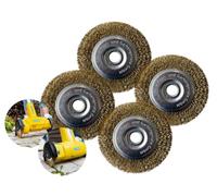 Gloria Steel Wire Grout Brush, Set of 4, Original Accessories, Replacement Brushes for MultiBrush and WeedBrush, Wire Brush/Brass Brush for Joint Cleaning, 11 cm Diameter, 1.2 cm Width, Pack of 4