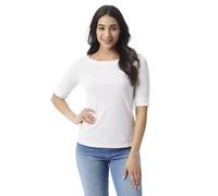 Gloria Vanderbilt Women's Alanis Boat Neck Knit Tee Shirt with Elbow Sleeves Standard, Vintage White, S
