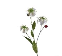 Gloriosa Lily Artificial Flower, Flame Lily Decoration, Living Room Dining Table Ornament Ceiling Photography Prop Home Decor(White)