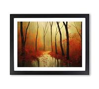 Glorious Autumn Forest Framed Print | A3 Black Framed Wall Art | Ready to Hang | Modern Landscape Picture | Living Room Bedroom Lounge Office