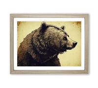 Glorious Bear Framed Print | A3 Oak Framed Wall Art | Ready to Hang | Modern Animal Picture | Living Room Bedroom Lounge Office