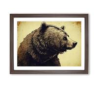 Glorious Bear H1022 Framed Print for Living Room Bedroom Home Office Décor, Wall Art Picture Ready to Hang, Walnut A2 Frame (64 x 46 cm)