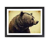 Glorious Bear H1022 Framed Print for Living Room Bedroom Home Office Décor, Wall Art Picture Ready to Hang, Black A2 Frame (64 x 46 cm)