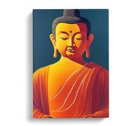 Glorious Buddha Teal, Red, Red Canvas Print for Living Room Bedroom Home Office Décor, Wall Art Picture Ready to Hang, 30x20 Inch (76x50 cm)