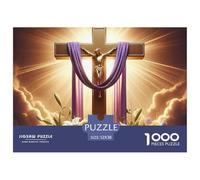 Glorious Cross with Butterflies And Lilies Premium Cardboard Material Precise Interlocking Pieces, Ideal Brain Game for Relaxation, Stress Relief And Daily Leisure 52x38cm/1000pcs