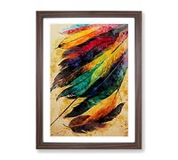 Glorious Feathers Framed Print | A4 Walnut Framed Wall Art | Ready to Hang | Modern Nature Picture | Living Room Bedroom Lounge Office