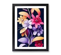 Glorious Flowers Framed Print | A3 Black Framed Wall Art | Ready to Hang | Modern Floral Picture | Living Room Bedroom Lounge Office
