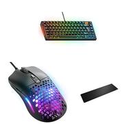 GLORIOUS Gaming Full Desk Bundle: Model O Eternal Mouse (Black) & GMBK 75% Keyboard (UK Layout) & Mouse Pad 2 (Large Extended, Black) - Complete Battlestation, 58g Mouse, Silent Keys, Huge Surface