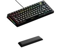 GLORIOUS Gaming GMMK 3 75% Mechanical Keyboard (Black, UK Layout) & Padded Wrist Rest (65%/75%) Bundle - Pre-Lubed Fox Switches, Ergonomic Support