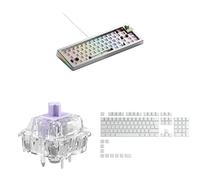 GLORIOUS Gaming GMMK 3 PRO 65% Barebones (Silver, US/ISO) & Mako Ultralight Switches (110pc) & Keyboard Mat Bundle - Heavy Metal Aesthetic