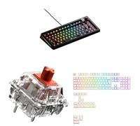 GLORIOUS Gaming GMMK 3 PRO 75% Barebones (Black, US/ISO Hybrid) & Fox Linear Switches (110pc) & Aura Keycaps (White, UK Layout) Bundle