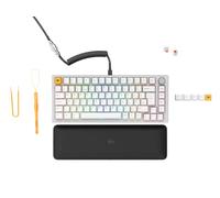 GLORIOUS Gaming GMMK PRO 75% - modulärt mekaniskt speltangentbord, TKL-storlek, 1,5 kg ram, anpassningsbar, rävströmbrytare, lindad kabel, handledsstöd, vita PBT-tangenter, RGB, engelsk UK QWERTY