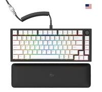Glorious Gaming GMMK PRO 75% - Modular Mechanical Gaming Keyboard, TKL Size, 1.5kg Frame, Customisable, Fox Switches, Coiled Cable, Wrist Rest, White PBT Keycaps, RGB, American QWERTY Layout - Black
