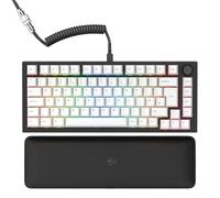 Glorious Gaming GMMK PRO 75% - Modular Mechanical Gaming Keyboard, TKL Size, 1.5kg Frame, Customisable, Fox Switches, Coiled Cable, Wrist Rest, White PBT Keycaps, RGB, English UK QWERTY Layout - Black