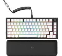 GLORIOUS Gaming GMMK PRO 75Percent - Modular Mechanical Gaming Keyboard, TKL Size, 1.5kg Frame, Customisable, Fox Switches, Coiled Cable, Wrist Rest,White PBT Keycaps,RGB,Nordic QWERTY Layout - Black