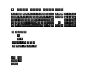Glorious Gaming - GPBT Basics (Classic Black), PBT keycaps, 8 colors, dye-sublimated, suitable for 100%, 75%, 65%, 60% custom mechanical keyboards, fits ANSI, ISO German QWERTZ format