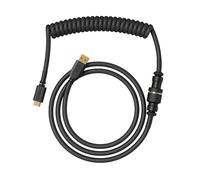 Glorious Gaming Premium Coiled Keyboard Cable - Gold-Plated USB-A (PC) to USB-C (Keyboard), Tangle-Free Protection, Double Braided Jacket, 5-Pin Aviator Connector - Phantom Black