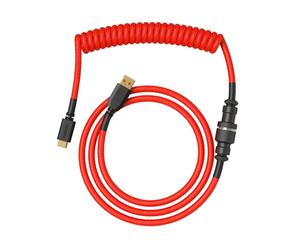 GLORIOUS Gaming Premium Coiled Keyboard Cable - Gold-Plated USB-A (PC) to USB-C (Keyboard), Tangle-Free Protection, Double Braided Jacket, 5-Pin Aviator Connector - Crimson Red