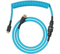 Glorious Gaming Premium Coiled Keyboard Cable - Gold Plated USB-A (PC) to USB-C (Keyboard), Tangle Resistant, Double Braided Sleeving for Peak Durability, 5-Pin Aviator Mid-Connection - Electirc Blue