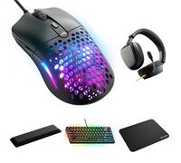 GLORIOUS GMBK 75% Mechanical Gaming Keyboard (US Layout), Model O Eternal Ultralight Mouse, GHS Eternal Headset, GMP 2 Medium Desk Mat & TKL Padded Keyboard Wrist Rest Setup Kit