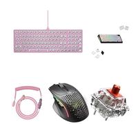 GLORIOUS GMMK 2 96% Barebones Keyboard (Pink ISO), 110x Fox Linear Switches, GPBT Gradient White Keycaps (UK Layout), Model I 2 Wireless Mouse & Pixel Pink Coiled Cable Setup Kit