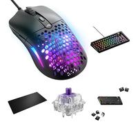 GLORIOUS GMMK 3 75% Barebones Keyboard (Black US), Model O Eternal Ultralight Mouse, 110x Mako Tactile Switches, GPBT Gradient Black Keycaps & GMP 2 XXL Desk Mat - Dark Stealth Kit