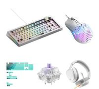 GLORIOUS GMMK 3 PRO 75% Barebones Keyboard (Silver US), Model O Eternal Ultralight Mouse, GHS Eternal Headset, 110x Mako Switches & GPBT Rain Forest Keycaps - Complete White Setup Title 2 (UK): GMMK 3