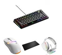 GLORIOUS GMMK 3 PRO 75% Prebuilt Custom Keyboard (US Black), Model D3 Wireless Gaming Mouse (White), GHS Eternal RGB Headset (White) & GMP 2 3XL Spill-Proof Desk Mat - Streamer Kit