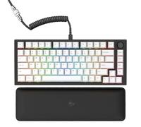 GLORIOUS GMMK Pro Prebuilt (Black) - ANSI/USA Layout - Lubed Fox Linear Switches PBT Keycaps (White) - High Profile Gasket Mounted Prebuilt Premium RGB 75% Keyboard