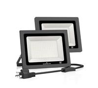Glorious-LITE 2 Pack 100W LED Flood Light Outdoor, 10000LM Super Bright Work Light with Plug, 5000K Daylight White, IP66 Waterproof Outdoor Floodlights for Yard, Garden, Playground