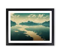 Glorious Mountain Lake Framed Print | A3 Black Framed Wall Art | Ready to Hang | Modern Landscape Picture | Living Room Bedroom Lounge Office