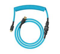 GLORIOUS Premium Coiled Keyboard Cable Electric Blue - USB-C PC Cable | Double braided jacket, heavy duty metal 5 pin aviator connector, durable tangle free design