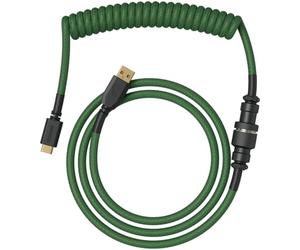 GLORIOUS Premium Coiled Keyboard Cable (Forest Green) | Gold Plated USB C To A Connection, Tangle Resistant Double Braided Sleeving, 5 Pin Aviator For A Minimal Look