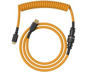 GLORIOUS Premium Coiled Keyboard Cable (Golden Yellow) | Gold Plated USB C To A Connection, Tangle Resistant Double Braided Sleeving, 5 Pin Aviator For A Minimal Look