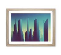 Glorious Skyscraper Skyline Framed Print | A4 Oak Framed Wall Art | Ready to Hang | Modern Cityscape Picture | Living Room Bedroom Lounge Office