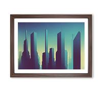 Glorious Skyscraper Skyline Framed Print | A4 Walnut Framed Wall Art | Ready to Hang | Modern Cityscape Picture | Living Room Bedroom Lounge Office
