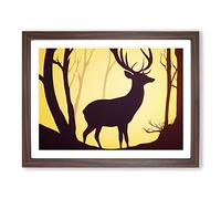 Glorious Stag Deer H1022 Framed Print for Living Room Bedroom Home Office Décor, Wall Art Picture Ready to Hang, Walnut A3 Frame (46 x 34 cm)