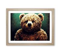 Glorious Teddy Bear H1022 Framed Print for Living Room Bedroom Home Office Décor, Wall Art Picture Ready to Hang, Oak A2 Frame (64 x 46 cm)