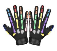 Glorious Traders Youth Football Gloves American Wide Receiver Injected Bones Football Gloves for Adult Men Women & Boys with Super Sticky Silicone Grip Palms (Black Colorfull, Adult Large)