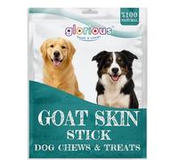 Glorious Treats and Chews Premium Natural Dog Chews and Treats - Long Lasting Goat Skin Sticks for Puppies - High Protein, Low Fat, Easily Digestible, Grain and Gluten Free - Supports Dental Health