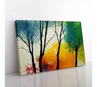 Glorious Trees Abstract Canvas Wall Art Print Ready to Hang, Framed Picture for Living Room Bedroom Home Office Décor, 76x50 cm (30x20 Inch)