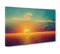 Glorious Watercolour Sunset Vol.1 Canvas Print | Gallery Wrapped 30mm Frame Wall Art | 30x20 inches | Ready to Hang | Contemporary Landscape Picture | Living Room Bedroom Lounge Office