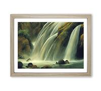 Glorious Waterfall Framed Print | A4 Oak Framed Wall Art | Ready to Hang | Modern Landscape Picture | Living Room Bedroom Lounge Office