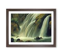 Glorious Waterfall Framed Print | A4 Walnut Framed Wall Art | Ready to Hang | Modern Landscape Picture | Living Room Bedroom Lounge Office