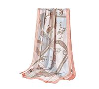 GLORIS Women's Scarf Fine Silky Large 180 x 90 cm with Colourful Prints Scarf for Women Headscarf Scarf Scarf Elegant Silk Scarf, Light blue-pink, 180x90 cm