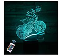 Glorivo Mountain Bike Night Light,16 Colors Remote Control & Smart Touch Dimmable 3D Illusion Bedside Lamp,Bedroom Decoration Birthday Christmas Toy Gift for Kids Boys Girls Friends