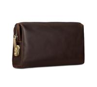 Glorixen Anti-Theft Cowhide Clutch Bag for Men - Full Grain Travel Wallet with Security Lock & Wrist Strap, Coffee